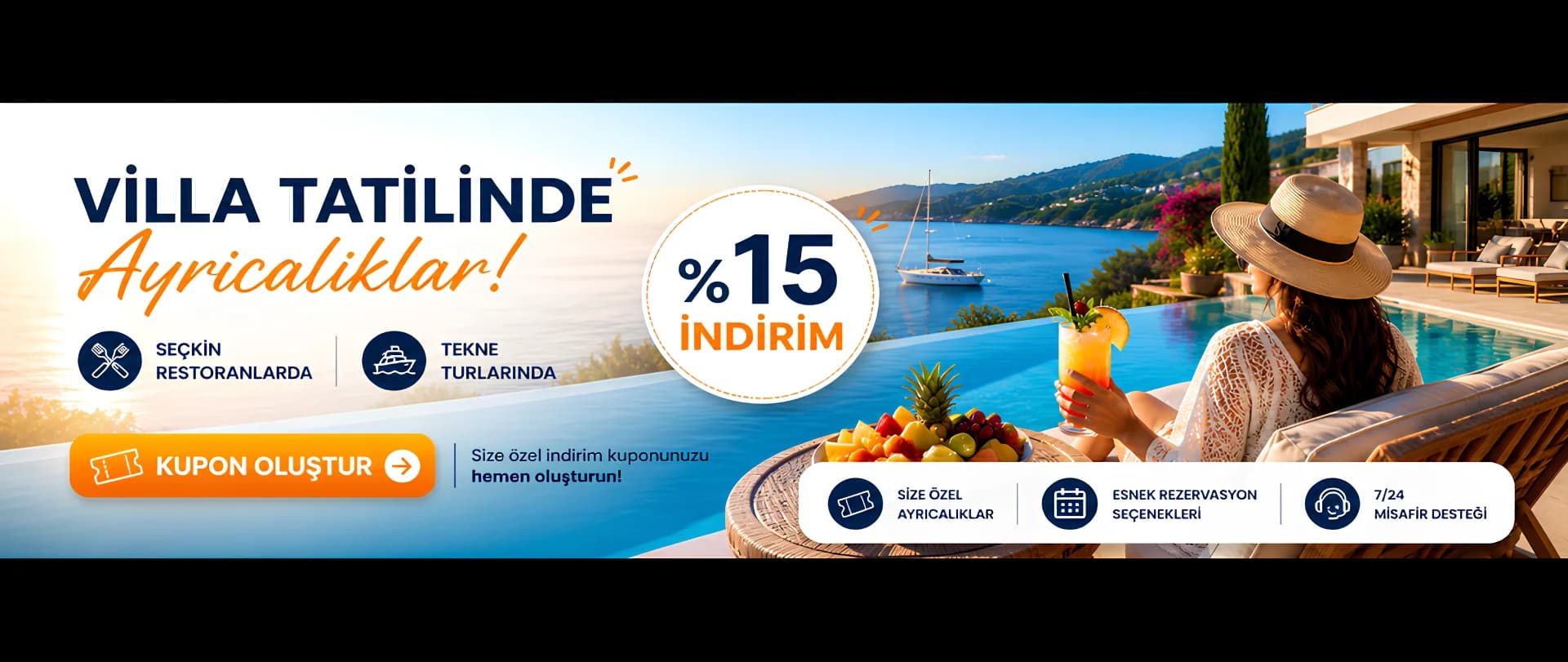 Villatatilinde.com Misafirlerine Özel %15'e Varan Restoran, Aktivite ve Tekne Turu İndirimi